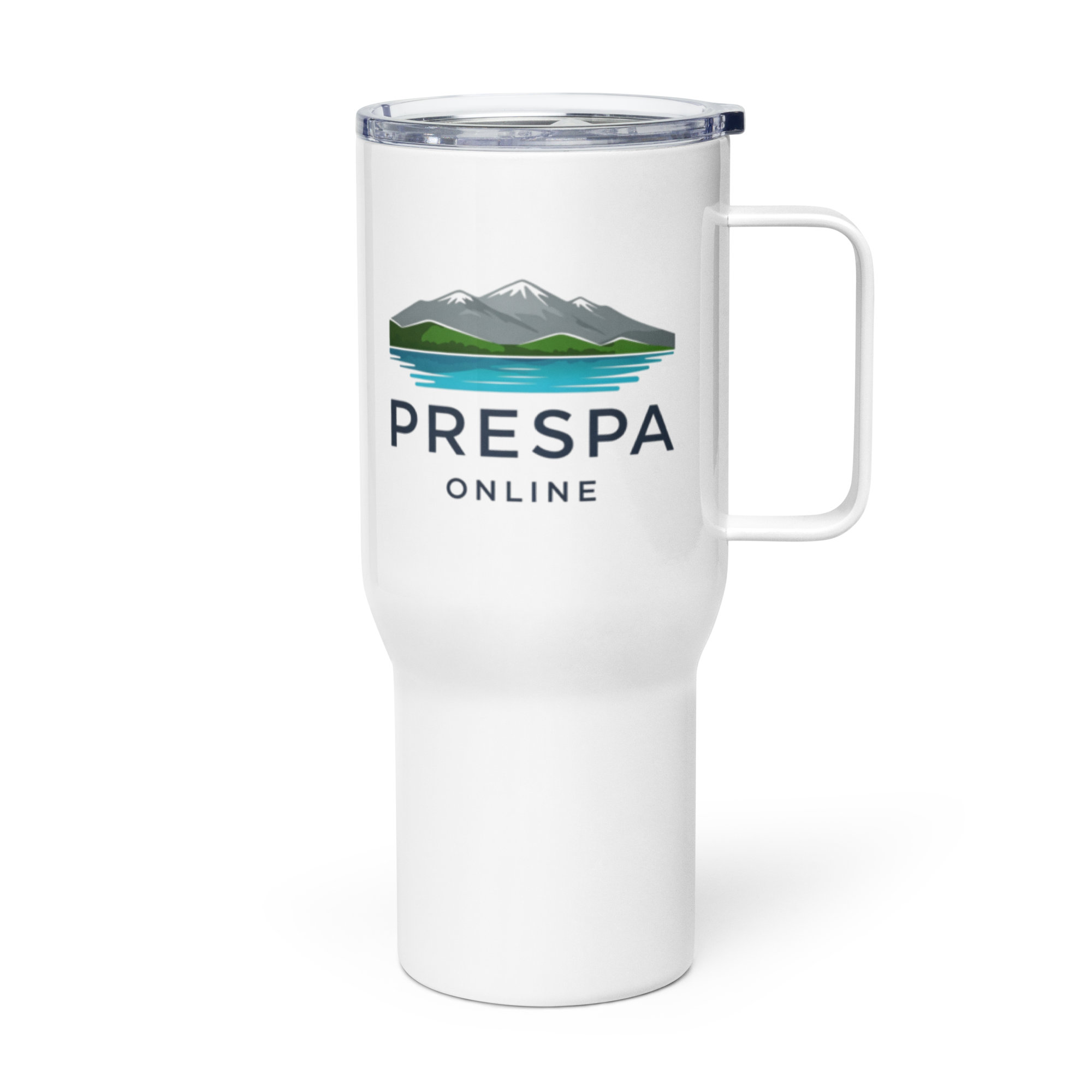 Travel mug with a handle